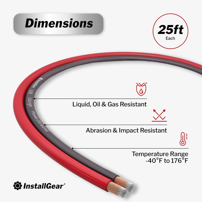 InstallGear 4 Gauge Battery Cable - 25ft Pure Copper OFC Cable, Flexible Power and Ground Wire for Car Audio, Speaker, RV Trailer, Amp, and Battery Wiring - Durable and Heat Resistant Jacket - Image 3